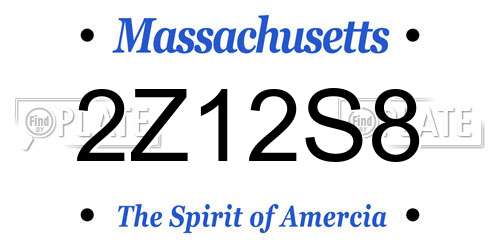 2Z12S8 Massachusetts License Plate