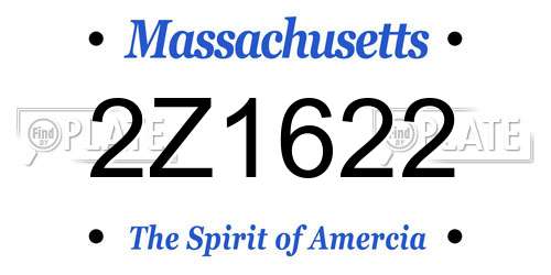 2Z1622 Massachusetts License Plate