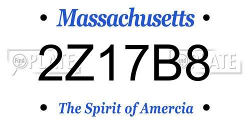 2Z17B8 Massachusetts License Plate