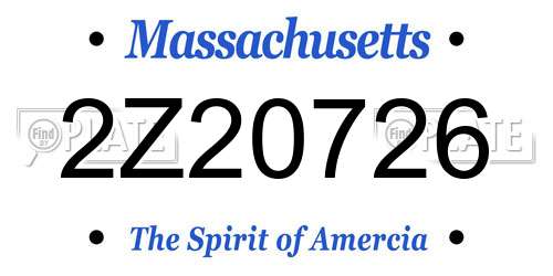2Z20726 Massachusetts License Plate