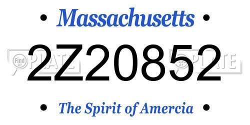 2Z20852 Massachusetts License Plate