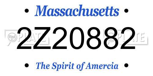2Z20882 Massachusetts License Plate