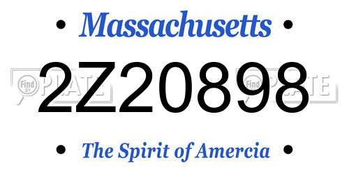 2Z20898 Massachusetts License Plate
