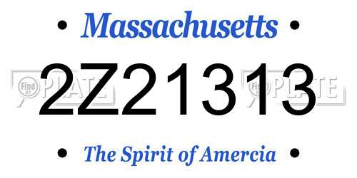 2Z21313 Massachusetts License Plate