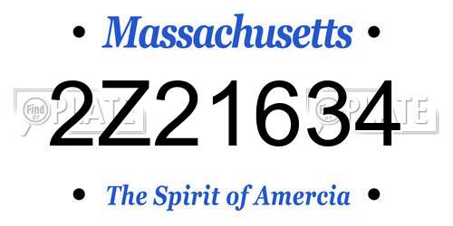 2Z21634 Massachusetts License Plate