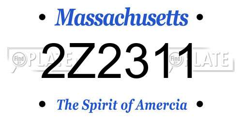 2Z2311 Massachusetts License Plate