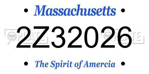 2Z32026 Massachusetts License Plate