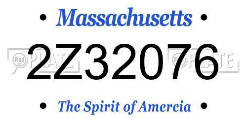 2Z32076 Massachusetts License Plate