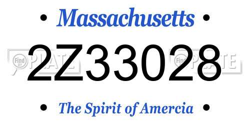 2Z33028 Massachusetts License Plate