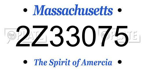 2Z33075 Massachusetts License Plate