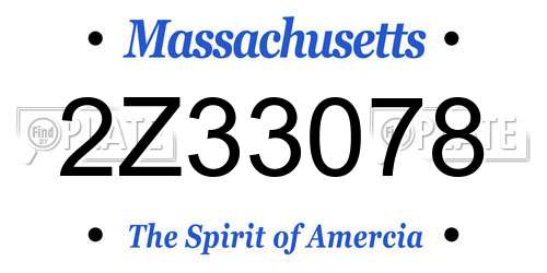 2Z33078 Massachusetts License Plate