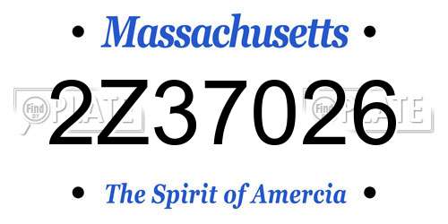 2Z37026 Massachusetts License Plate