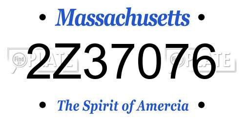 2Z37076 Massachusetts License Plate