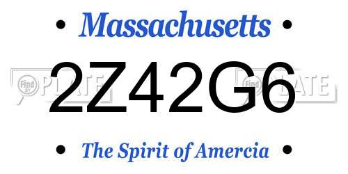 2Z42G6 Massachusetts License Plate