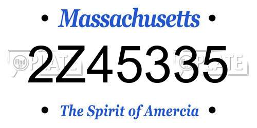 2Z45335 Massachusetts License Plate