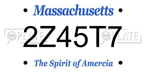 2Z45T7 Massachusetts License Plate