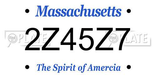 2Z45Z7 Massachusetts License Plate