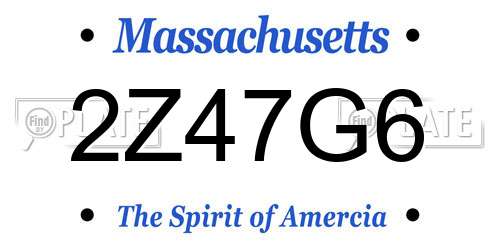 2Z47G6 Massachusetts License Plate