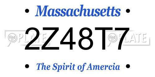 2Z48T7 Massachusetts License Plate