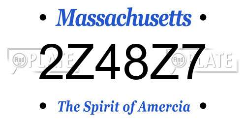 2Z48Z7 Massachusetts License Plate