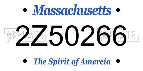 2Z50266 Massachusetts License Plate