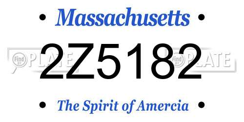 2Z5182 Massachusetts License Plate