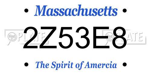 2Z53E8 Massachusetts License Plate