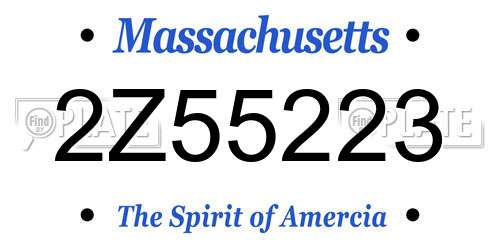 2Z55223 Massachusetts License Plate