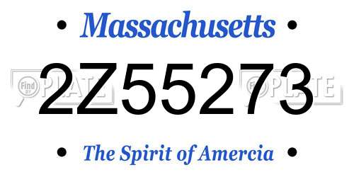 2Z55273 Massachusetts License Plate