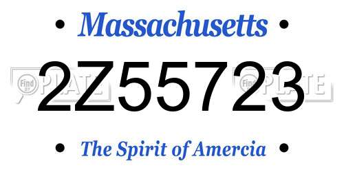 2Z55723 Massachusetts License Plate