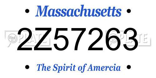 2Z57263 Massachusetts License Plate