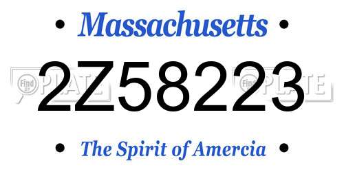 2Z58223 Massachusetts License Plate