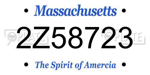 2Z58723 Massachusetts License Plate