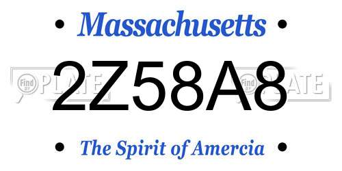 2Z58A8 Massachusetts License Plate