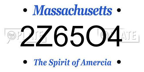 2Z65O4 Massachusetts License Plate