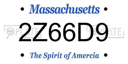 2Z66D9 Massachusetts License Plate