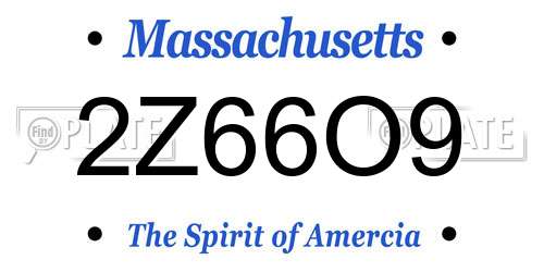 2Z66O9 Massachusetts License Plate