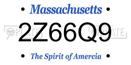2Z66Q9 Massachusetts License Plate