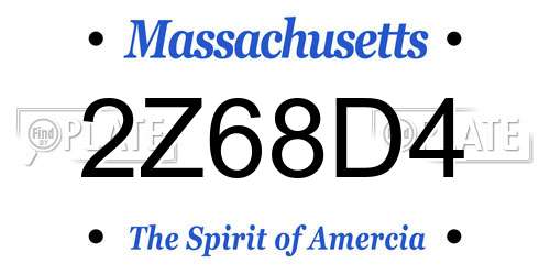 2Z68D4 Massachusetts License Plate