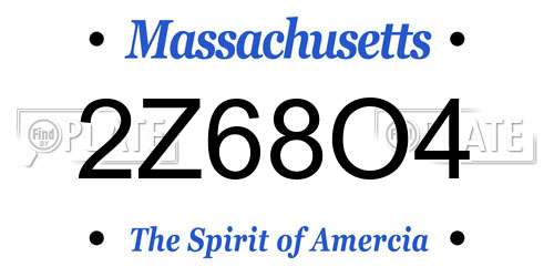 2Z68O4 Massachusetts License Plate