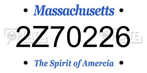 2Z70226 Massachusetts License Plate