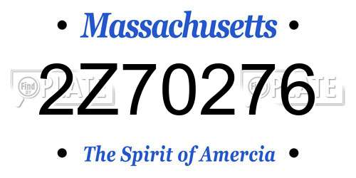 2Z70276 Massachusetts License Plate