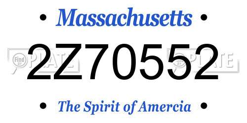 2Z70552 Massachusetts License Plate