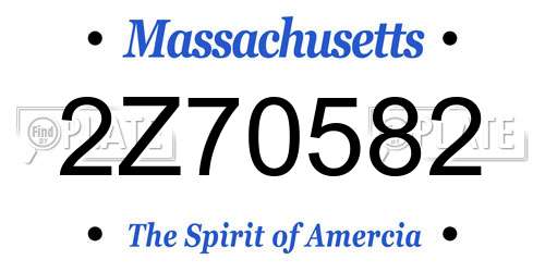 2Z70582 Massachusetts License Plate