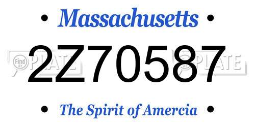 2Z70587 Massachusetts License Plate