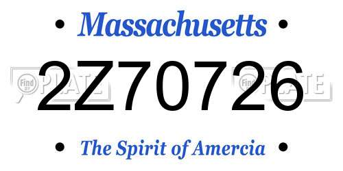 2Z70726 Massachusetts License Plate