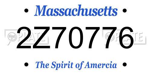 2Z70776 Massachusetts License Plate