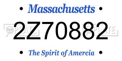 2Z70882 Massachusetts License Plate