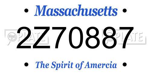 2Z70887 Massachusetts License Plate