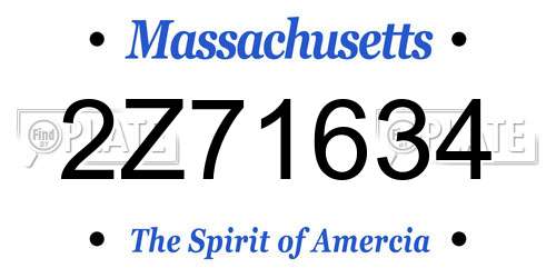 2Z71634 Massachusetts License Plate